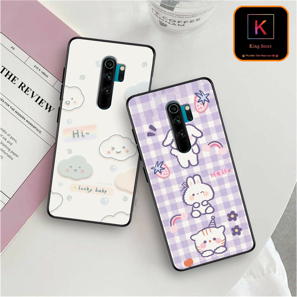 Ốp lưng Xiaomi Redmi Note 8 - Xiaomi Redmi Note 8 Pro - Ốp in hình gấu &amp; thỏ - lưng nhám viền TPU cao cấp