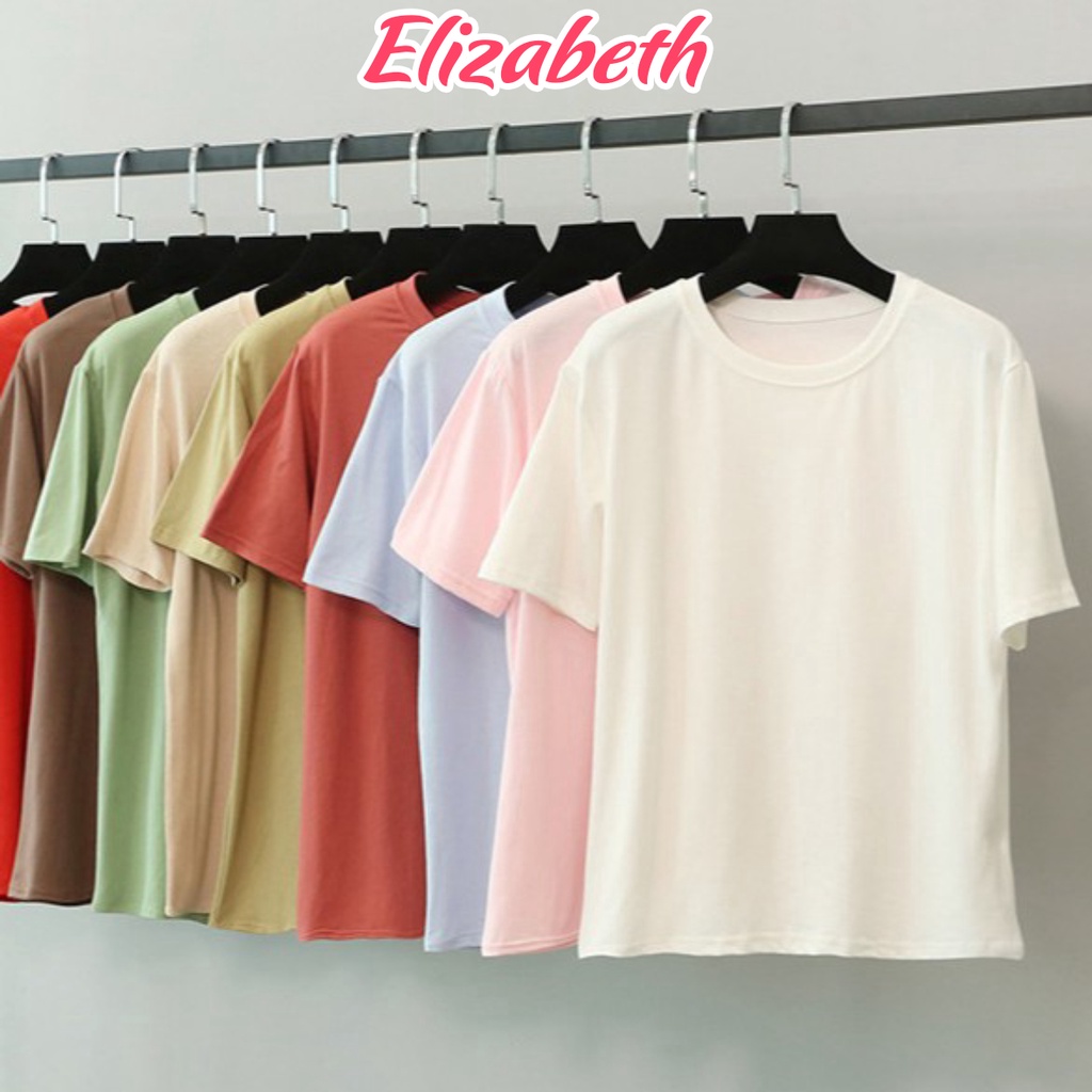 Áo thun trơn nam nữ form rộng tay lỡ, áo phông unisex Elizabeth, chất liệu thun cotton co giãn