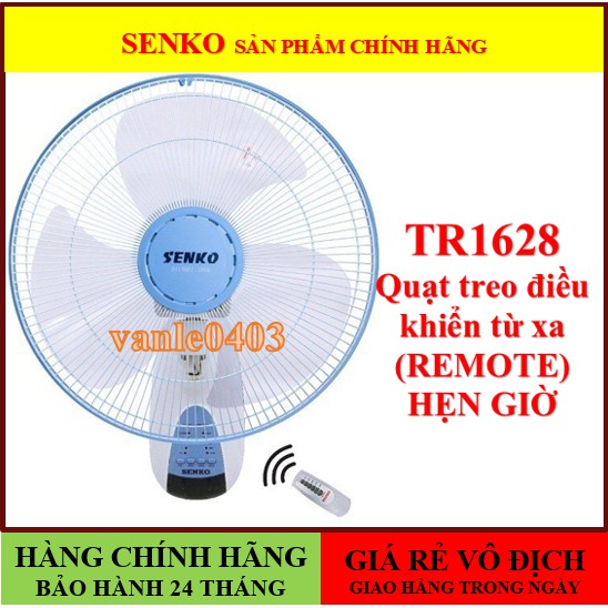 Quạt treo tường có điều khiển SENKO TR1628 thay thế TR828 chính hãng được chọn màu