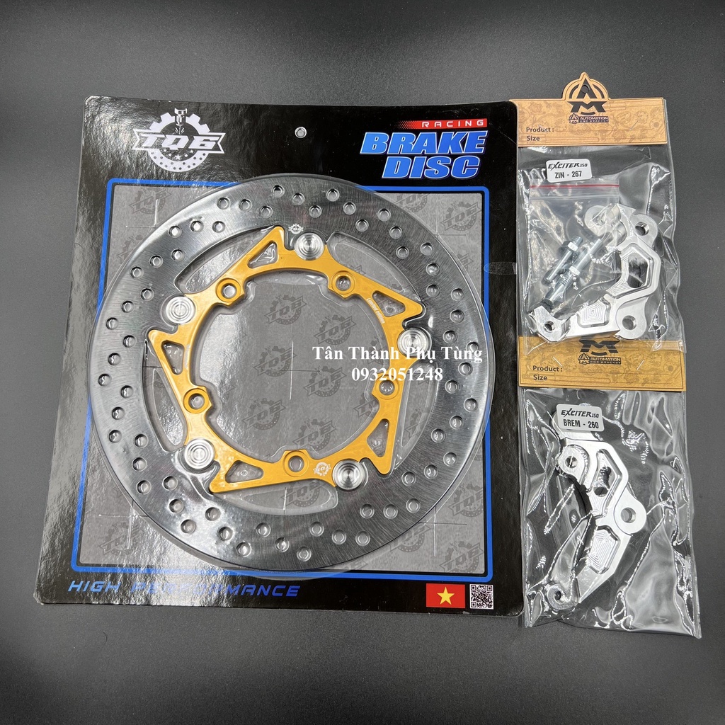 Đĩa trước Exciter 150 5 lỗ 260mm -TQ6 khoen inox kèm pat heo Dochoixe