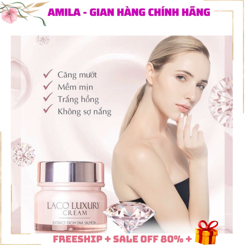 [XÃ HÀNG + QUÀ 30K] Kem dưỡng da ngày Laco Luxury Cream trắng da mờ nám chống nắng Amila KN01 tặng bông tẩy trang 30k