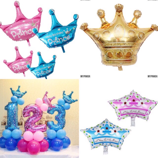 Bóng Hình Vương Miện Trang Trí Sinh Nhật Nhiều Mẫu