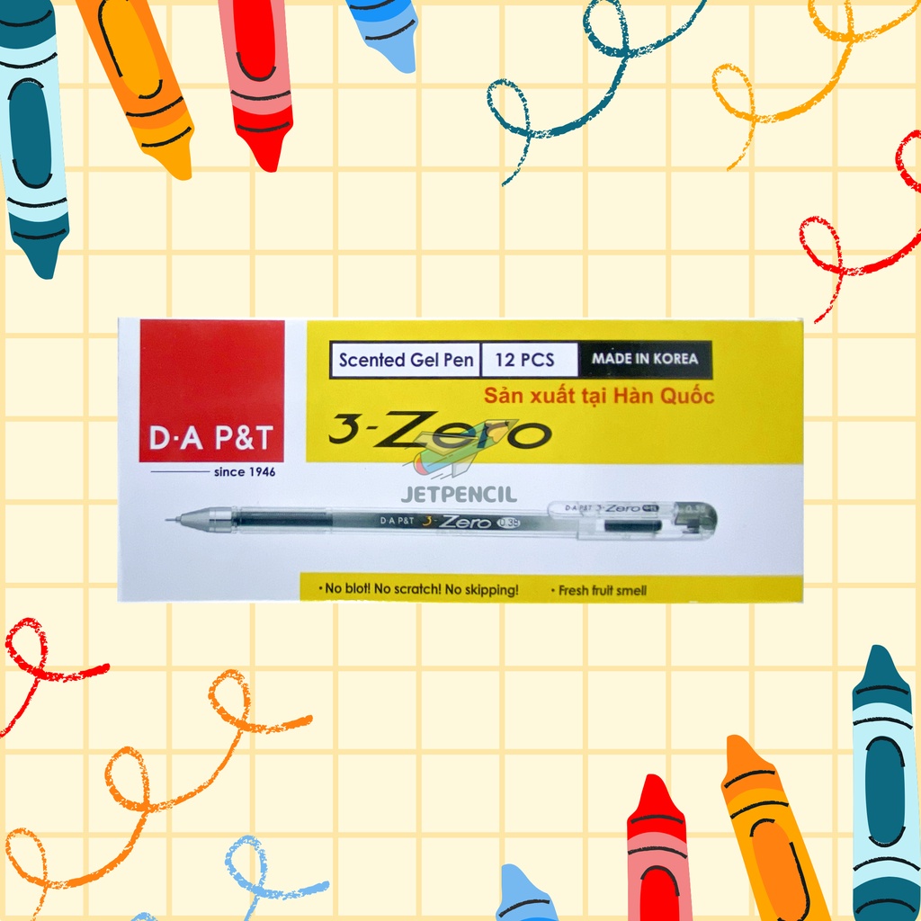 Hộp 12 bút mực nước 3-zero ngòi 0.38mm Dong-A Hàn Quốc / Hộp 12 viết gel 3zero Đông-A Korea