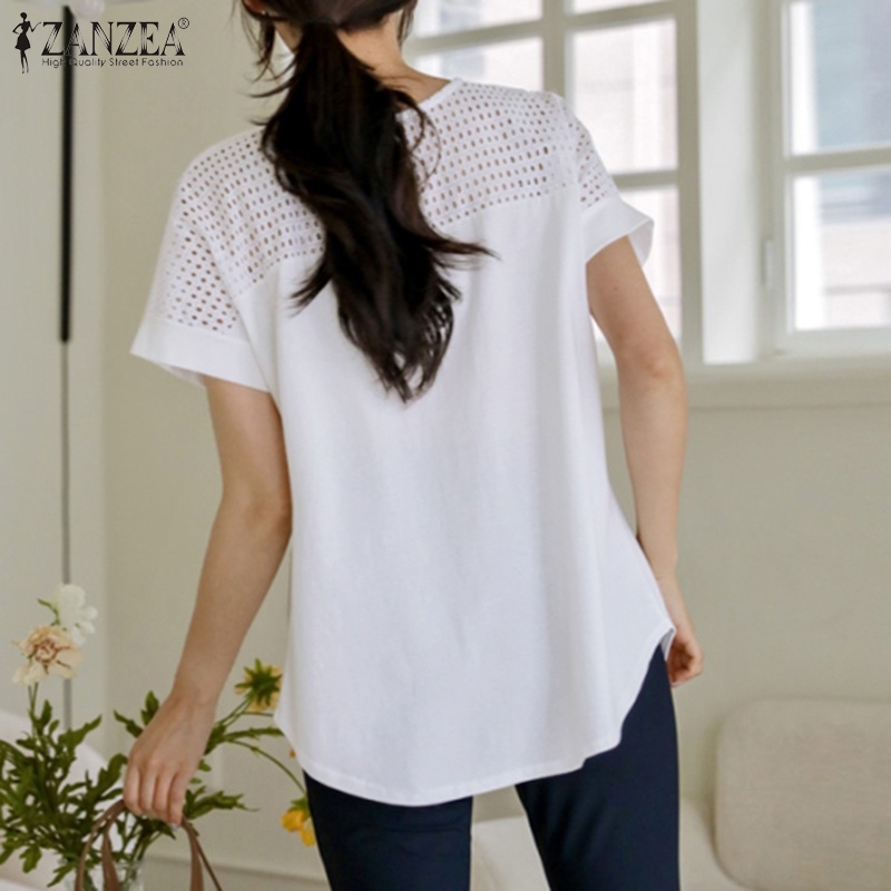 Áo thun ZANZEA ngắn tay cổ tròn thời trang cho nữ