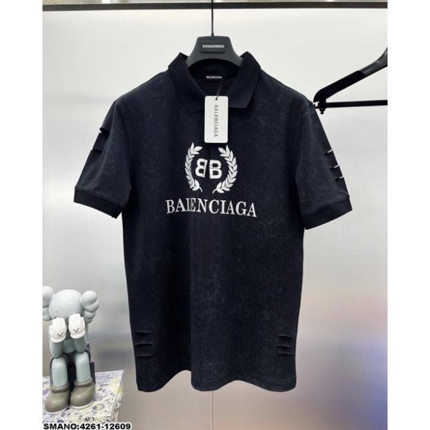 Áo polo nam Balenciaga màu đen tro siêu hot_Áo phông nam có cổ cao cấp