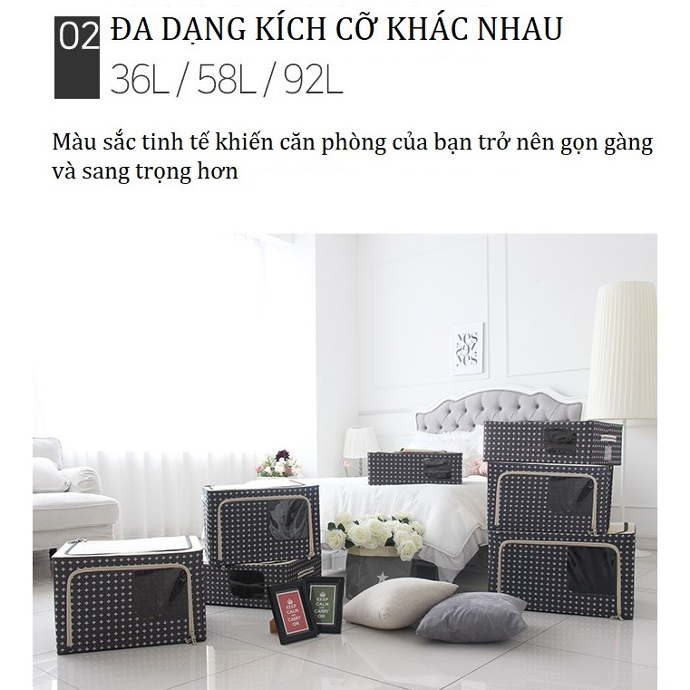 TÚI ĐỰNG QUẦN ÁO KHUNG THÉP 36L- HỘP ĐỰNG QUẦN ÁO 36L- LIVING BOX 36L