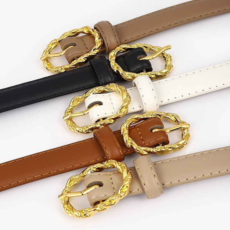 Thắt Lưng Màu Trơn Có Khóa Màu Vàng Kim Thời Trang Cao Cấp Phong Cách Nhật Bản Cho Nữ