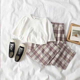 [FREESHIP] ❤️Set áo phông trơn+quần caro❤️