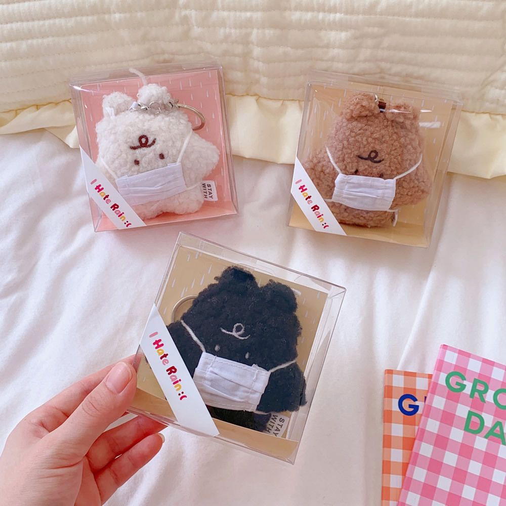 Móc khóa hình gấu dễ thương nhiều màu sắc phong cách Hàn Quốc