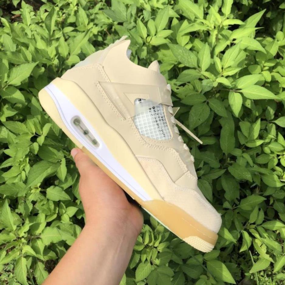 2Giày air jordan 4 retro off white kem , Giày sneaker JD4 màu kem siêu hot mới nhất