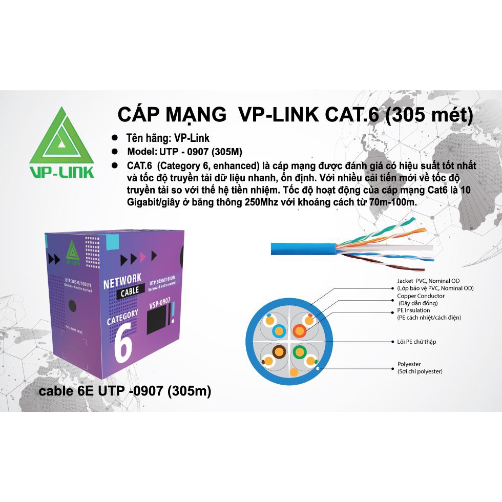 25M 30M 35M 40M 45M 50M Dây mạng (cáp lan) CAT6 bấm sẵn 2 đầu - Cáp mạng, cáp lan, dây lan, cáp internet