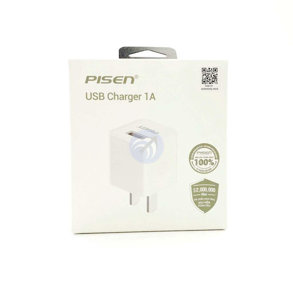 Cốc sạc mini Pisen TS-V051 Charge 1A - sạc điện thoại (Trắng) Nhất Tín Computer
