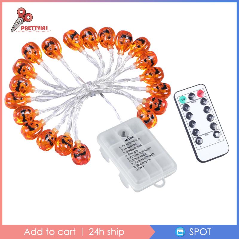 [Prettyia1] Dây Đèn LED 20 Bóng 2.5m Hình Bí Ngô Trang Trí Halloween