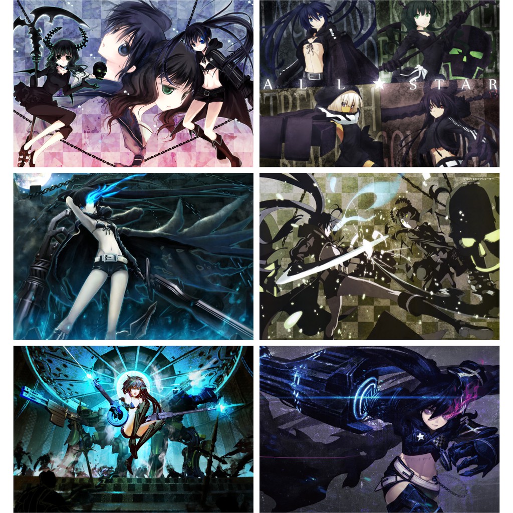 Set 6 Tấm Poster Áp Phích Anime Black Rock Shooter - Burakku Rokku Shuta - Cuộc Chiến Sinh Tử By AnimeX