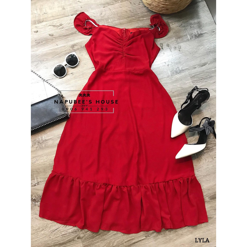 [SALE LỖ] Đầm maxi trễ vai nhún ngực Lyla dress (kèm ảnh thật) - đầm maxi đuôi cá hàng thiết kế - Đầm đi tiệc