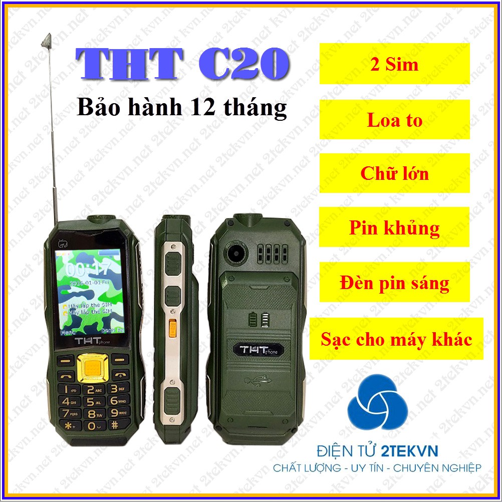 Điện thoại THT C20 pin trâu, loa to, sóng khỏe - bảo hành 12 tháng