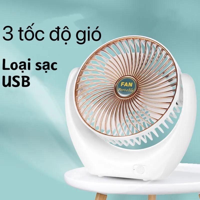Quạt Tích Điện Super Fan, Quạt Để Bàn 3 Chế Độ Mát Nhỏ Gọn Tiện Lợi Khi Mang Theo
