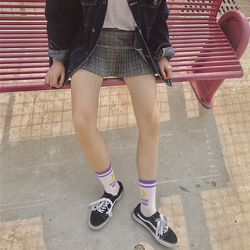 TẤT CAO CỔ NỮ VỚ BẮP CAO CỔ NỮ ULZZANG UNISEX TÍM BRIGHT MOON