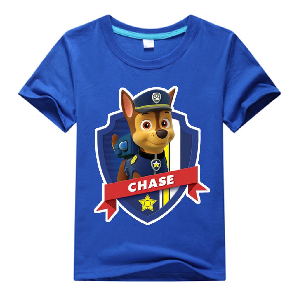 Paw Patrol Áo Thun 100% Cotton Tay Ngắn In Hình Chú Chó Cứu Hộ Đáng Yêu Thời Trang Mùa Hè Cho Bé