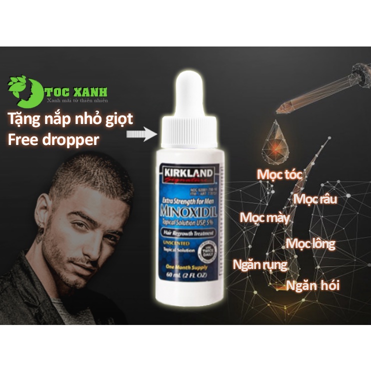 Tinh chất bôi tóc Kirkland 5% dung dịch cho nam, ngăn rụng hói và mọc tóc, mày, râu