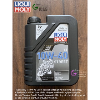 Dầu Liqui Moly Motorbike 4T Street 10W-40 cho xe số, xe côn tay