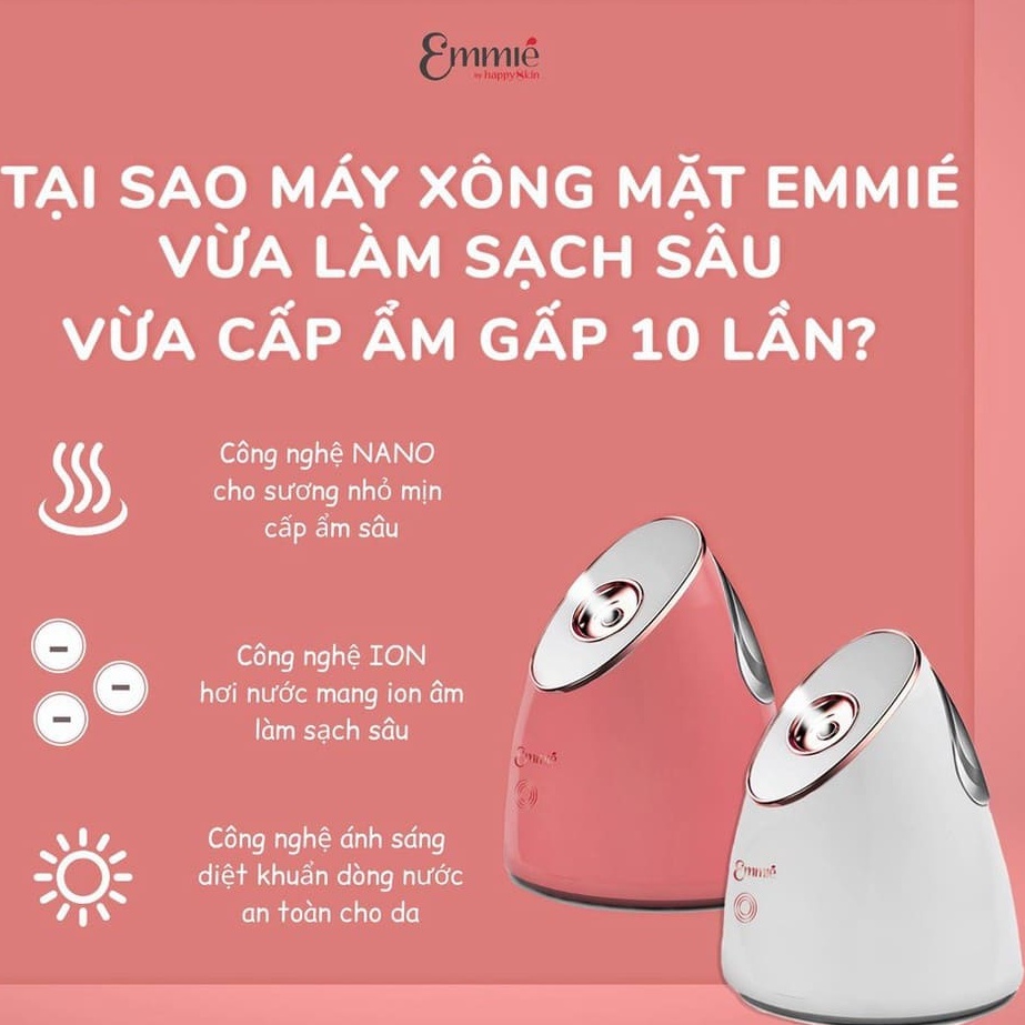 [CHÍNH HÃNG EMMIÉ BY HAPPY] MÁY XÔNG MẶT CẤP ẨM SÂU NANO ION - EMMIÉ NANO IONIC FACIAL STEAMER &amp; HUMIDIFIER