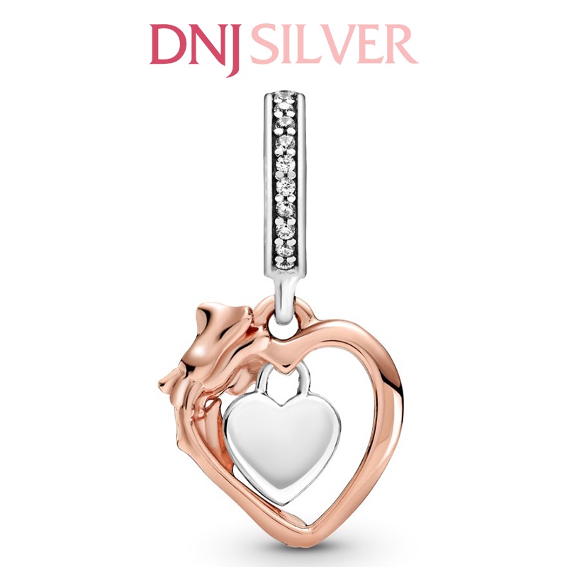 [Hàng cao cấp] Charm bạc 925 cao cấp - Mẫu Heart &amp; Rose Flower thích hợp để mix vòng tay - DN065