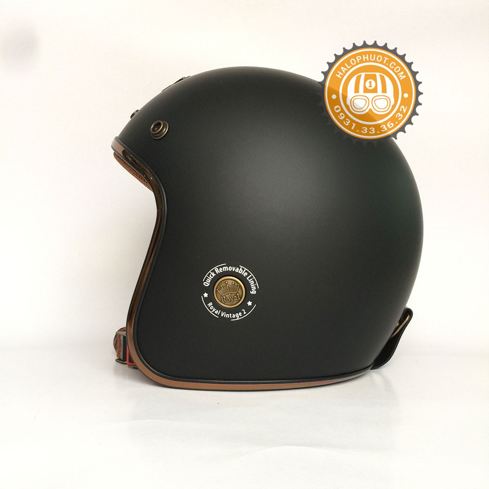 Nón bảo hiểm 3/4 Luxury Royal M20C Đen Nhám