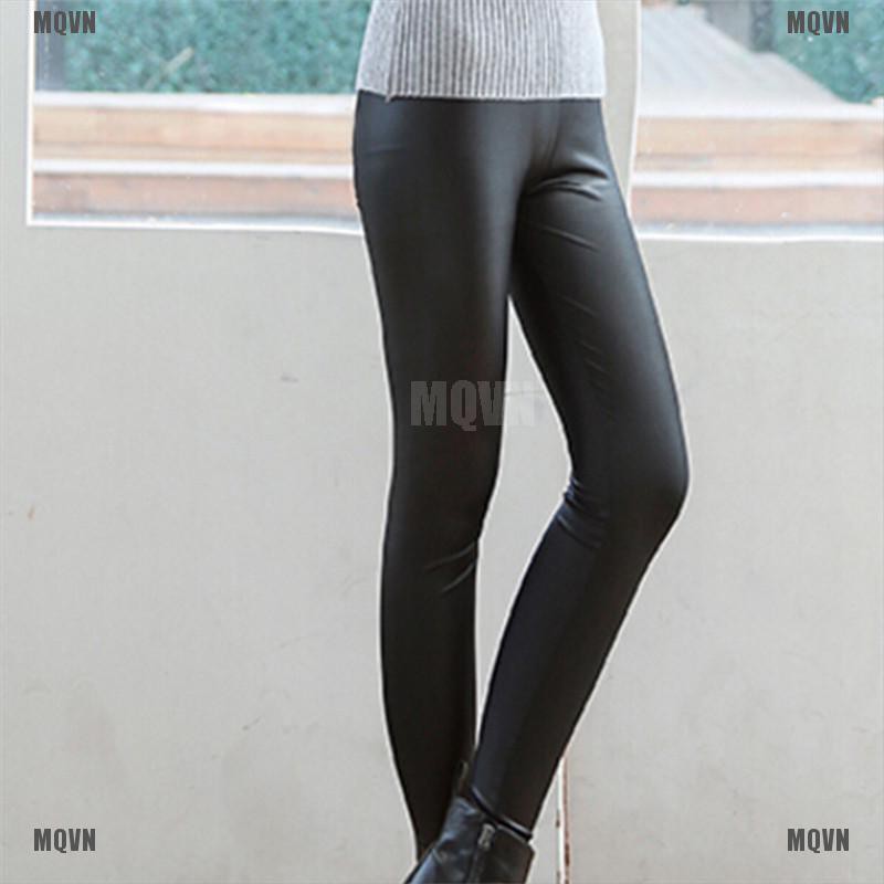 Quần legging giả da phối màu cá tính thời trang sành điệu