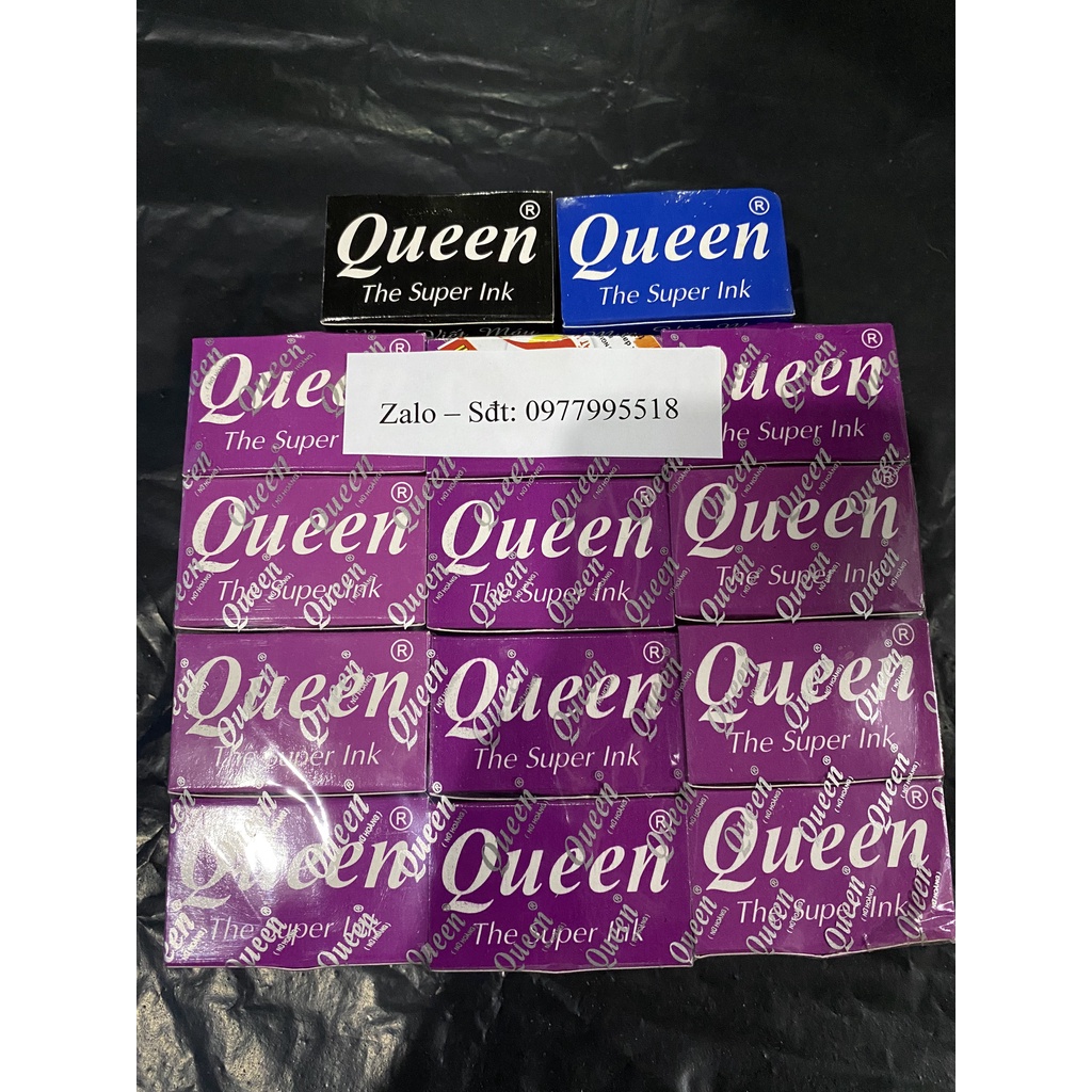 Mực Queen Dùng Cho Bút Máy Các Màu (Vỉ 12 Lọ)