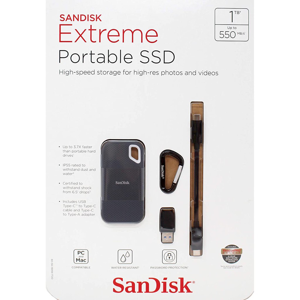 ☏Ổ cứng di động External SSD Sandisk Extreme E60 USB 3.1 Gen2 1TB SDSSDE60-1T00-G25