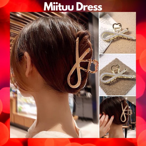 Kẹp tóc Hàn Quốc đính đá ngọc cặp tóc càng cua kim loại con cá thời trang xinh sang hottrend cho nữ Miituu KC