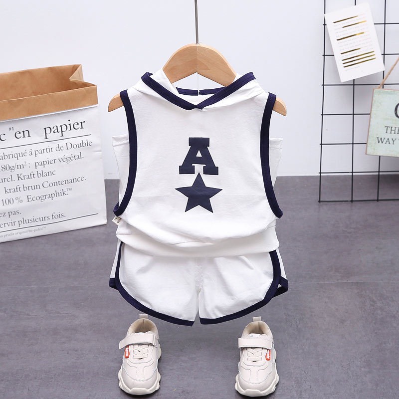 Đồ Bộ Cho Bé Trai Bộ Sát Nách In Chữ A Ngôi Sao Chất Cotton Cao Cấp - Moobaby shop