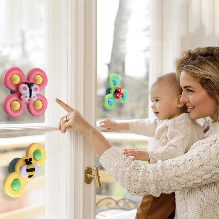 Chong chóng dính tường cho bé SET 3 CHIẾC NHỰA ABS CAO CẤP AN TOÀN bộ đồ chơi con quay spinner trẻ em vui nhộn