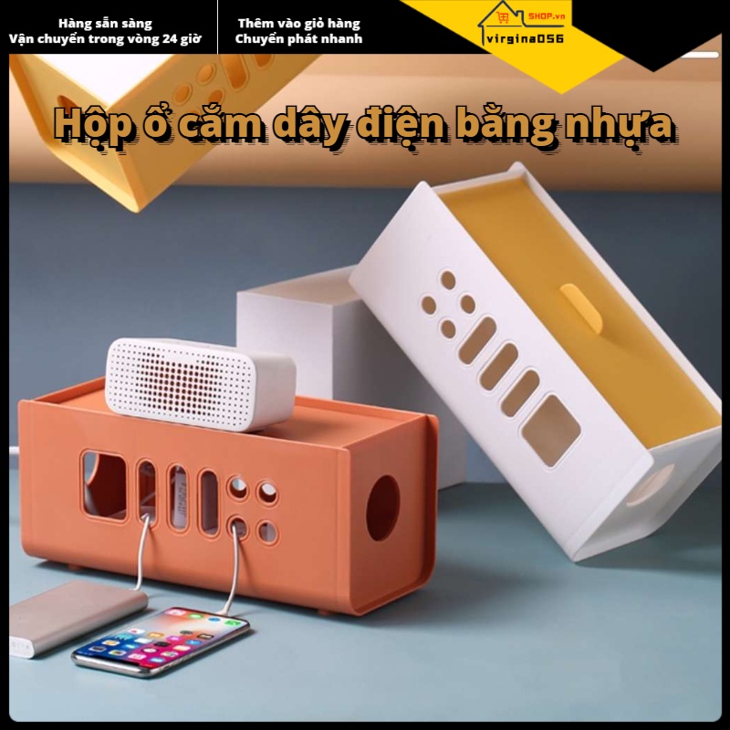Hộp đựng giữ dây cáp sắp xếp gọn gàng cho bàn máy tính bằng nhựa tiện dụng