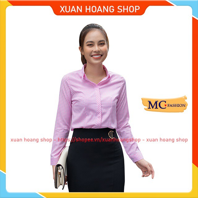 Áo Sơ Mi Nữ Công Sở Dài Tay Kẻ Sọc Caro Đẹp Mc Fashion, Chất Vải Mát Size Đủ, Màu Xanh Dương, Đen Tím Than Đỏ, Hồng A656