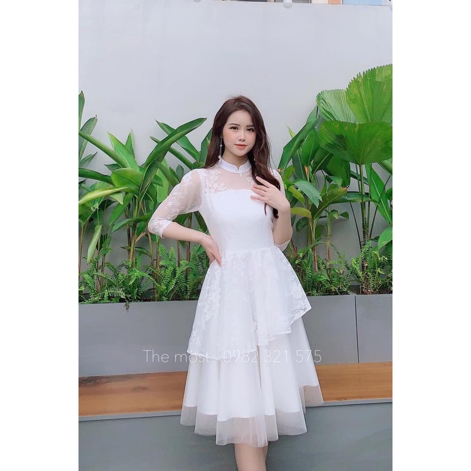 Váy trắng thiết kế Enily Dress dáng xoè dự tiệc đi cưới, sinh nhật - Thời Trang Váy - Ảnh thật video thật