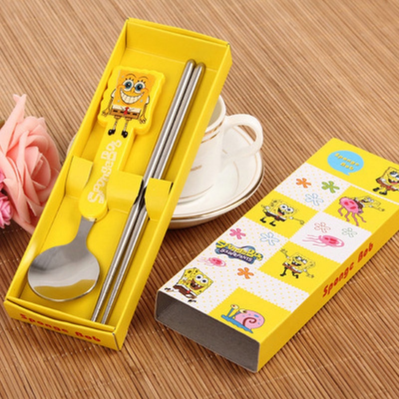 Set thìa đũa inox hình đáng yêu cho bé