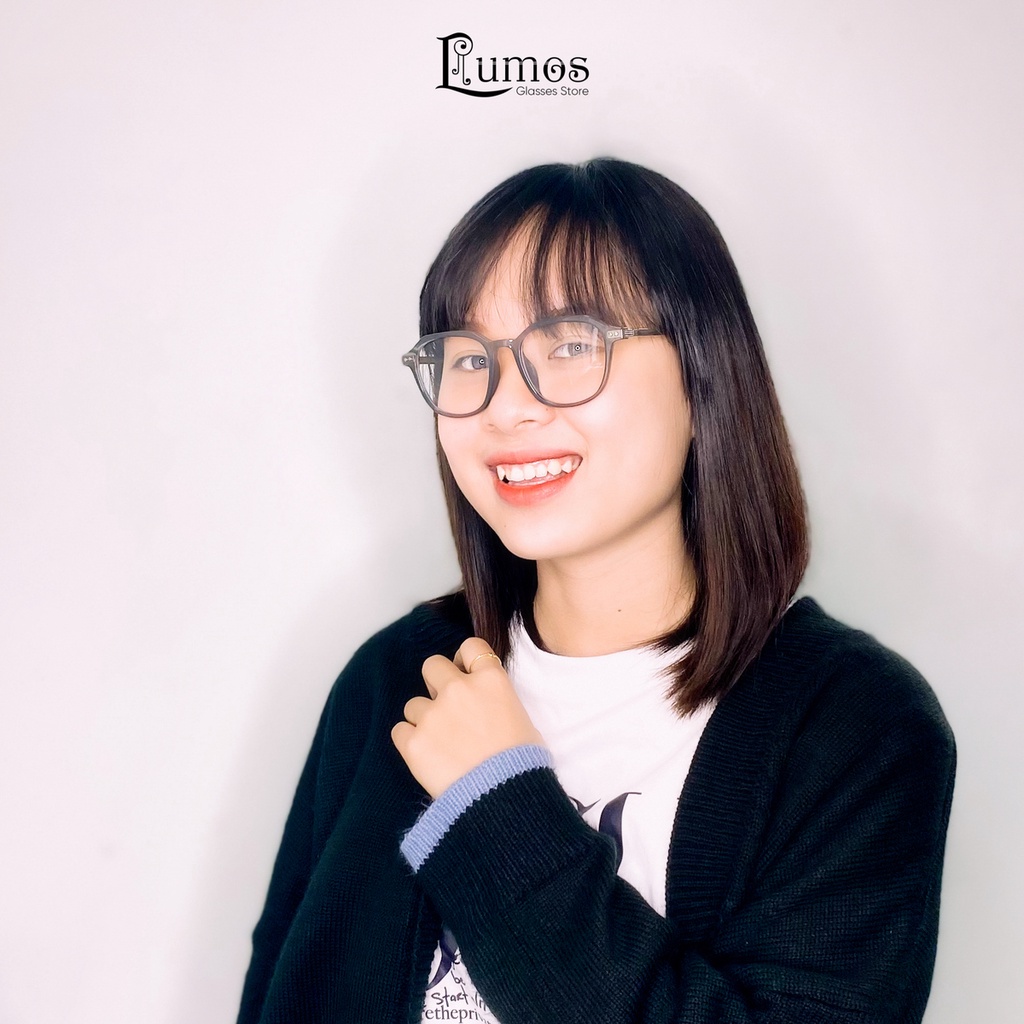 Gọng kính cận nam nữ vuông đẹp thời trang Hàn Quốc có cốt thép chống tia UV cao cấp Lumos 8991