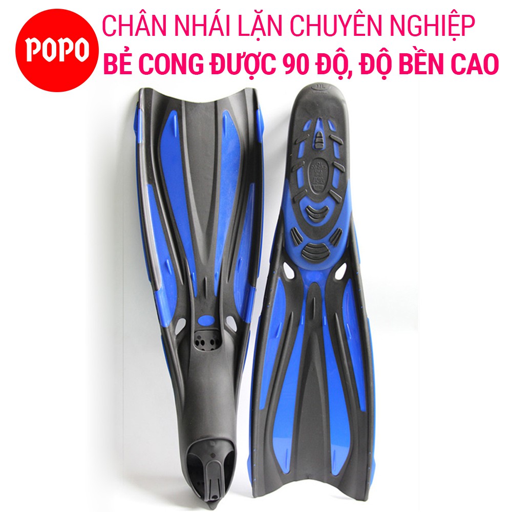 Chân nhái lặn biển chuyên nghiệp POPO 1143 bẻ cong được 90 độ, đàn hồi cao chất liệu silicone cao cấp