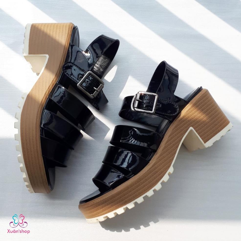 Sandal quai ngang Daphne đế thô cao 7cm (có sẵn) -HL(&