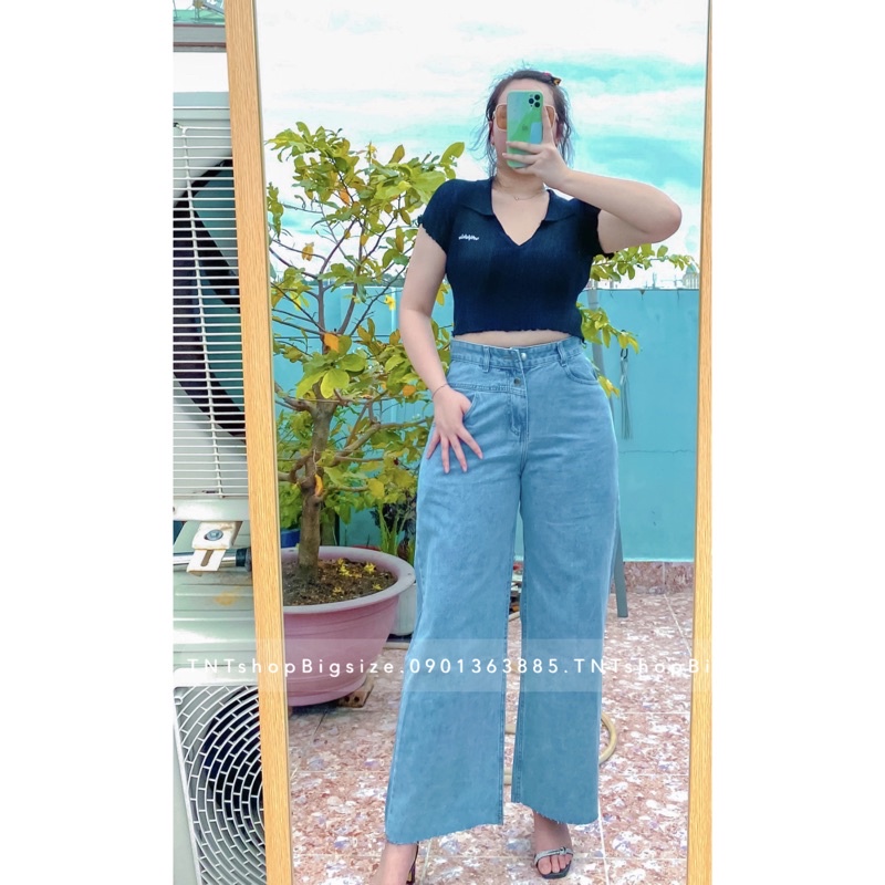 ÁO CROPTOP CỔ BẺ THÊU [ TNT Shop Bigsize 60kg - 90kg ] Ảnh thật 100%