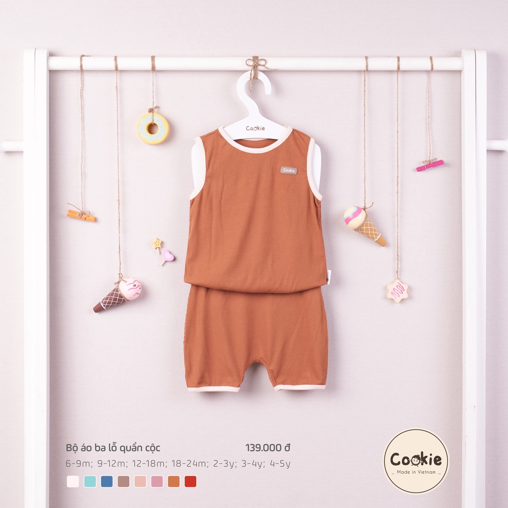 Bộ Ba Lỗ Quần Cộc Cookie Cotton tăm lạnh mềm