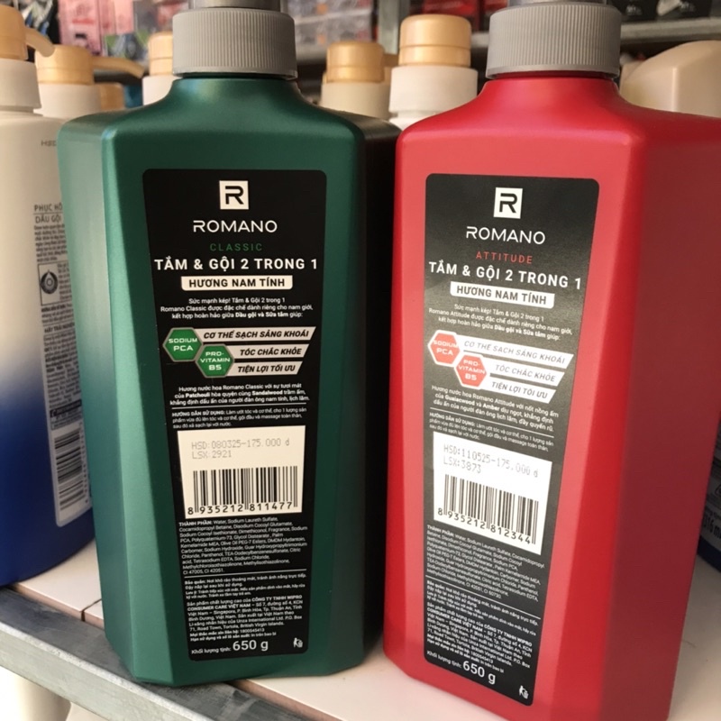 Tắm gội 2in1 nam Romano Classic 650g hương nước hoa