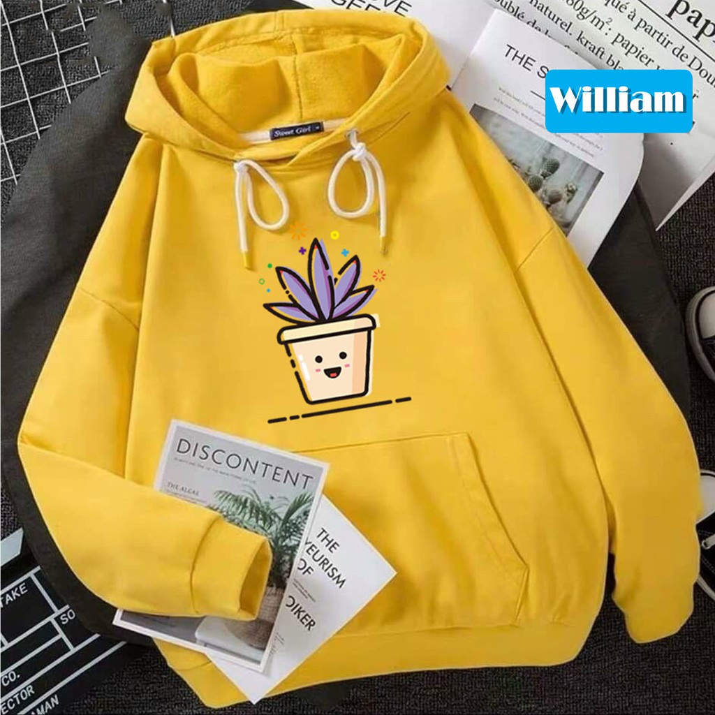 Áo hoodie nam nữ nỉ ngoại in hình Chậu Hoa William DS102 -  Chất nỉ dày dặn, nón 2 lớp, hợp làm áo cặp