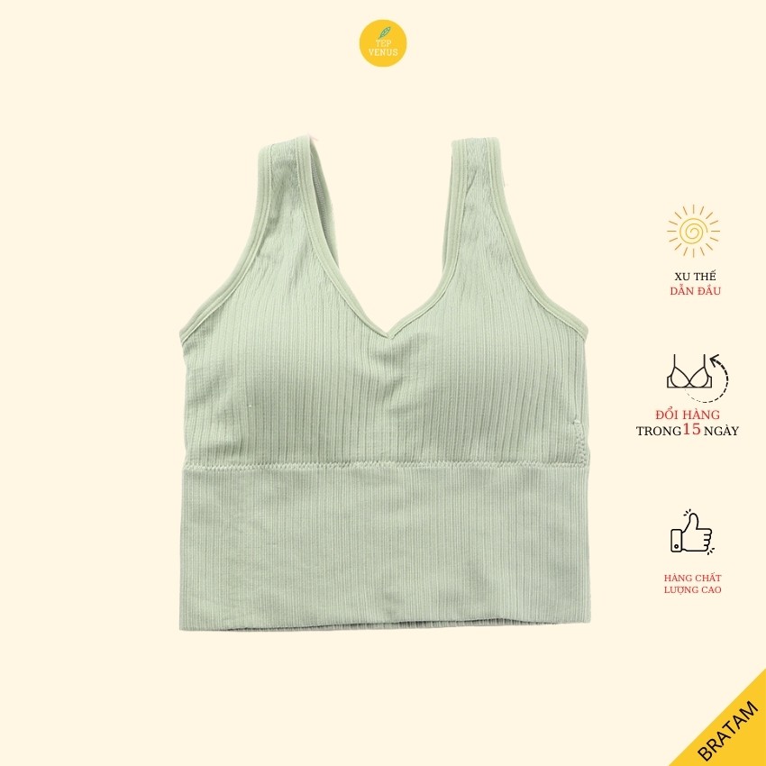 Áo Bra Croptop  Kiểu Tập Gym Yoga Gân Tăm Phối Đồ Cực Chất Tep Venus BRATAM