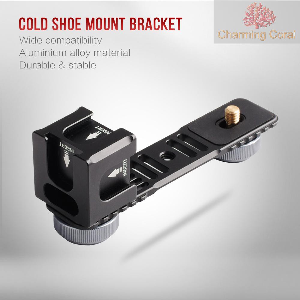 CTOY Universal Aluminium Alloy Gimbal Extention Bar Bracket Adapter with 4 Cold Shoe Mount 1/4 Inch Screw Adapter for LED Video Light Microphone for Zhiyun Smooth Series FeiyuTech Vimble 2 DJI Osmo Mobile 2 Gimbal Handheld St
