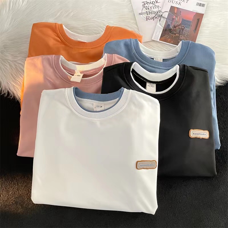 Áo nỉ sweater nữ Áo Sweater Tay Dài Cổ Tròn Dáng Rộng Màu Trơn Thời Trang Hàn Quốc Cá Tính Cho Nam áo sweater form rộng Áo len cặp đôi