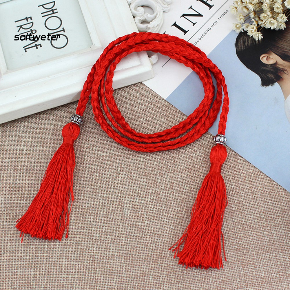 Thắt Lưng Dây Bện Phối Tua Rua Thời Trang Dành Cho Nữ