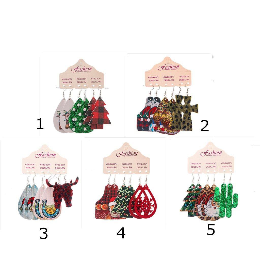 Set 3 Đôi Bông Tai Da Hình Ông Già Noel Thời Trang Giáng Sinh